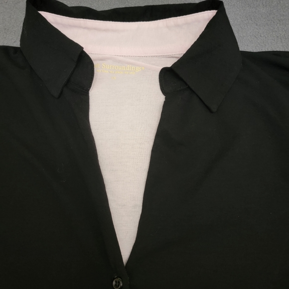 Soft Surroundings Black Pink Peek-a-boo Layered Soft Knit Button-up Cardigan XL - Picture 3 of 12